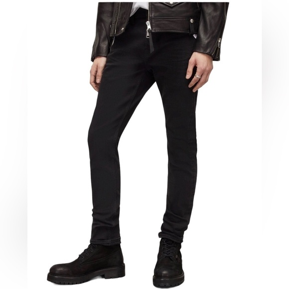 All Saints NWOT Mens Cigarette Skinny Jeans Black Size 28 - Picture 1 of 14